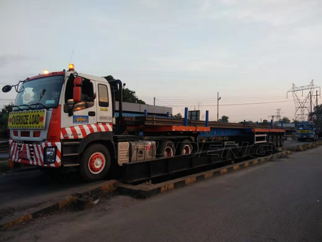 extended flatbed container trailer